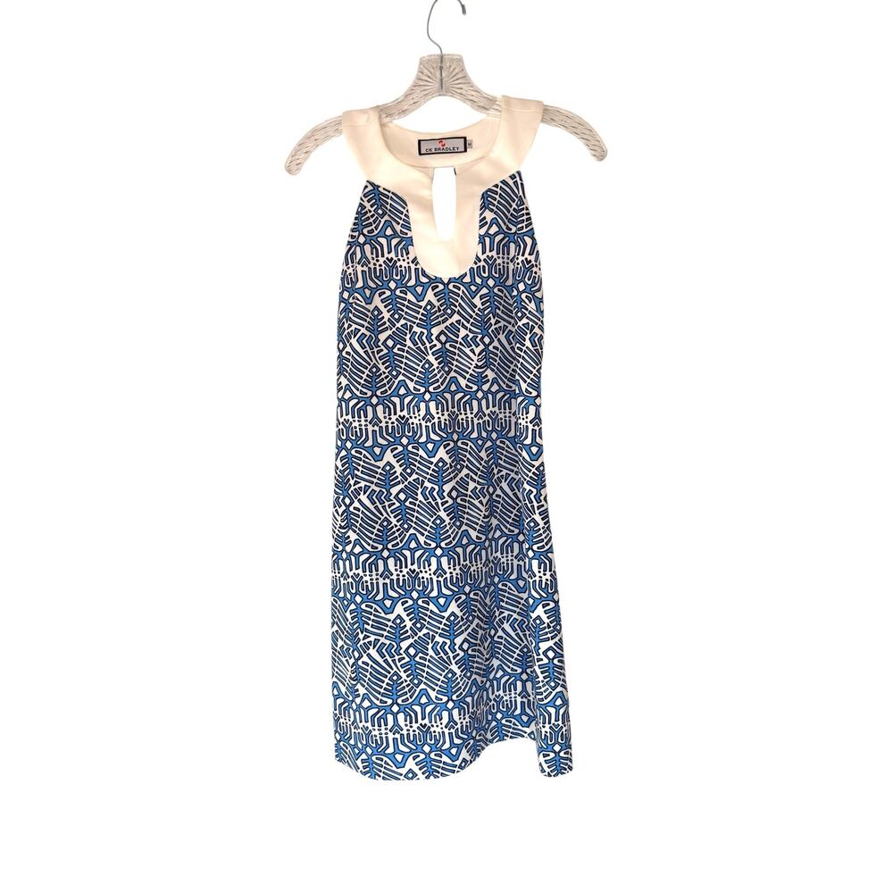 CK Bradley‎ Dress Blue White Geometric Print Vacation Resort Sleeveless Medum